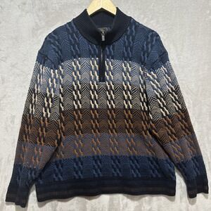 Vintage F/X Fusion 3D Sweater Men's XL‎ Coogi Style Long Sleeve Knit 1/4 Zip